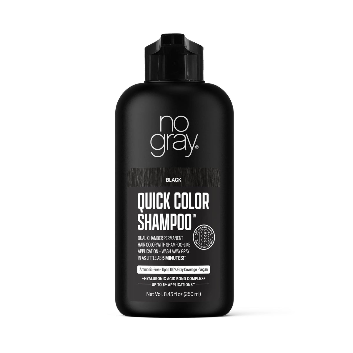 No Gray Quick Color Shampoo bottle front view for easy gray coverage.