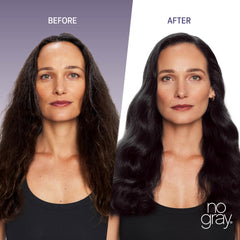 No Gray Quick Color Shampoo pump action showing color mixing for quick application.