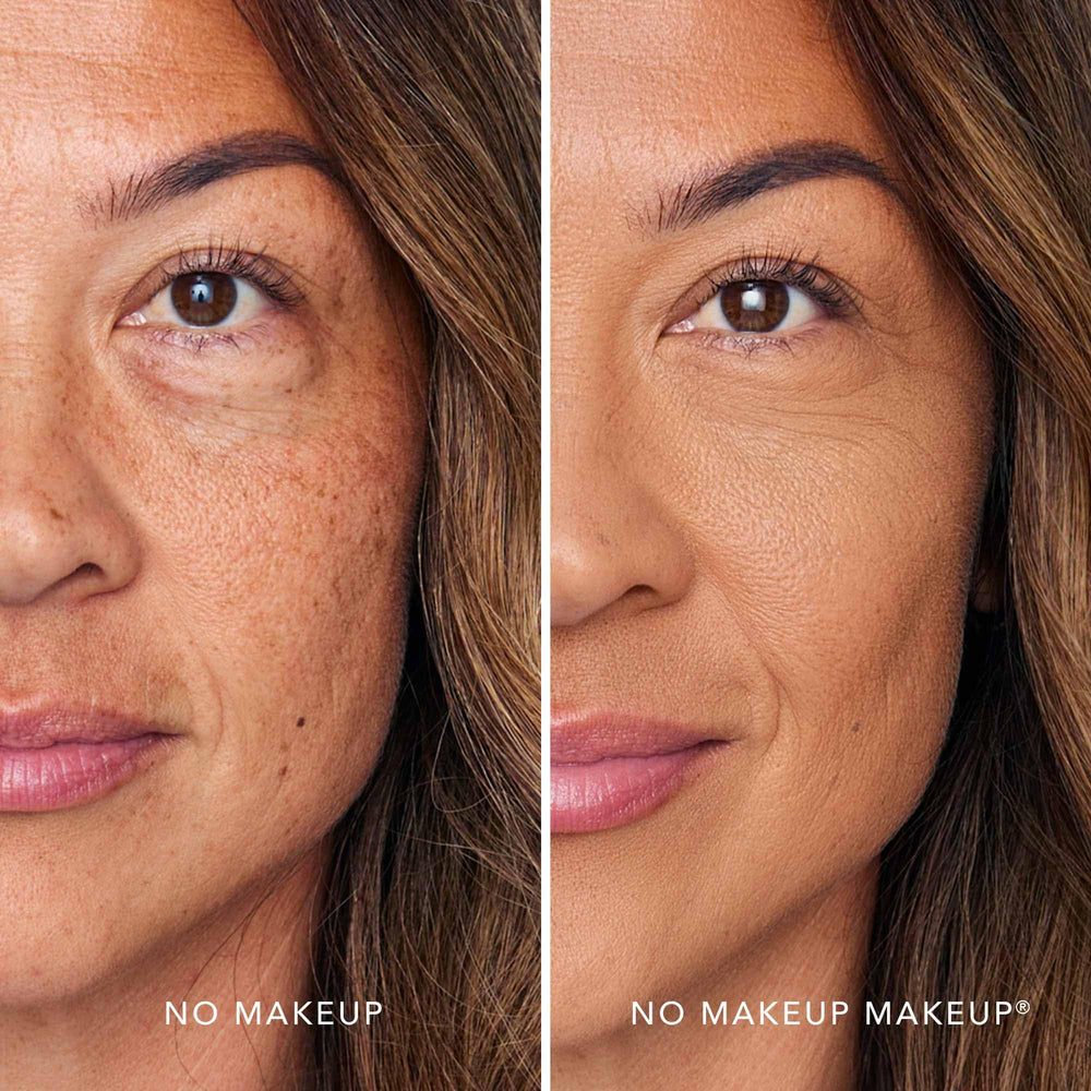 No Makeup Makeup Foundation packaging with dual chamber highlights easy application and built-in sponge