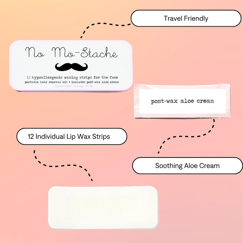 No Mo-Stache travel kit with compact design for on-the-go waxing.