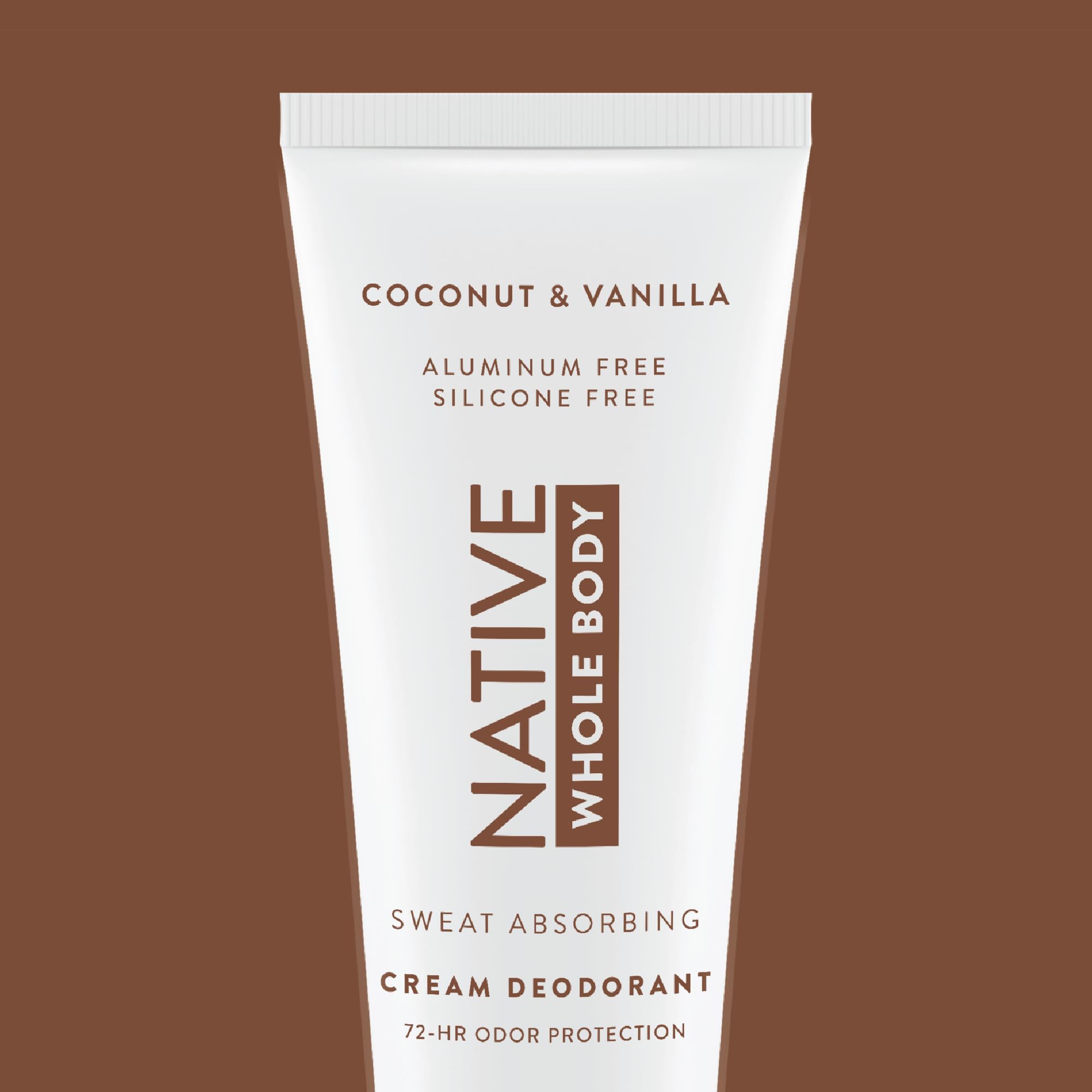 Native deodorant cream close-up highlighting coconut oil and shea butter ingredients.