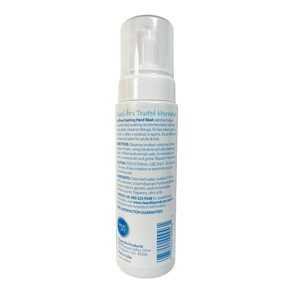 No-Rinse Foaming Hand Wash pump dispensing foam for quick hand cleansing.