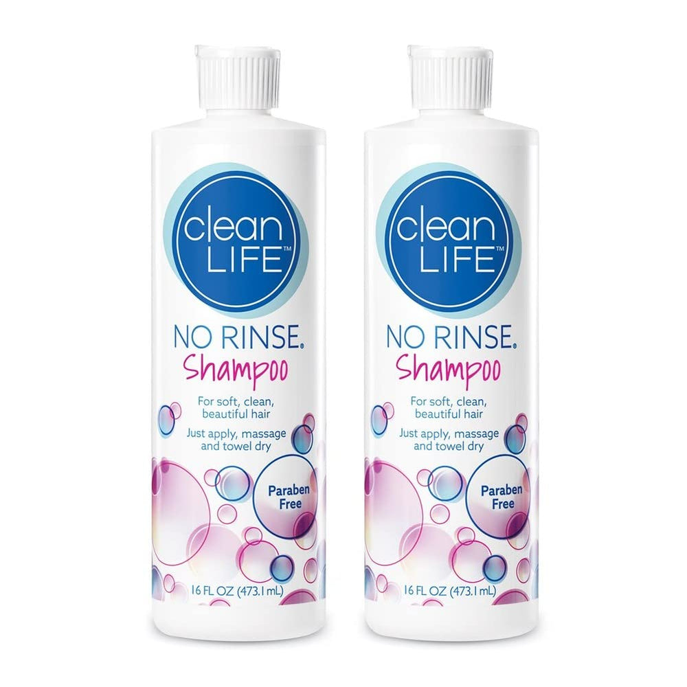 No-Rinse Shampoo bottle pour for quick rinseless refresh.