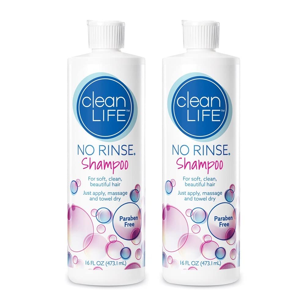 No-Rinse Shampoo bottle pour for quick rinseless refresh.