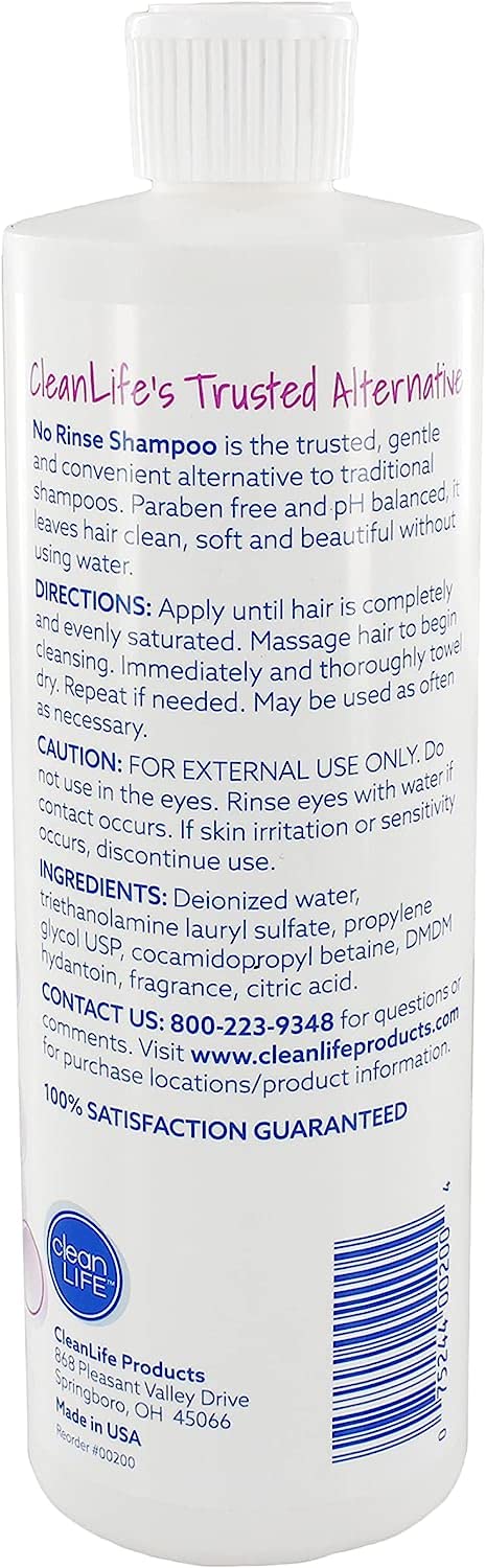 No-Rinse Shampoo massage into hair for easy, water-free cleansing.