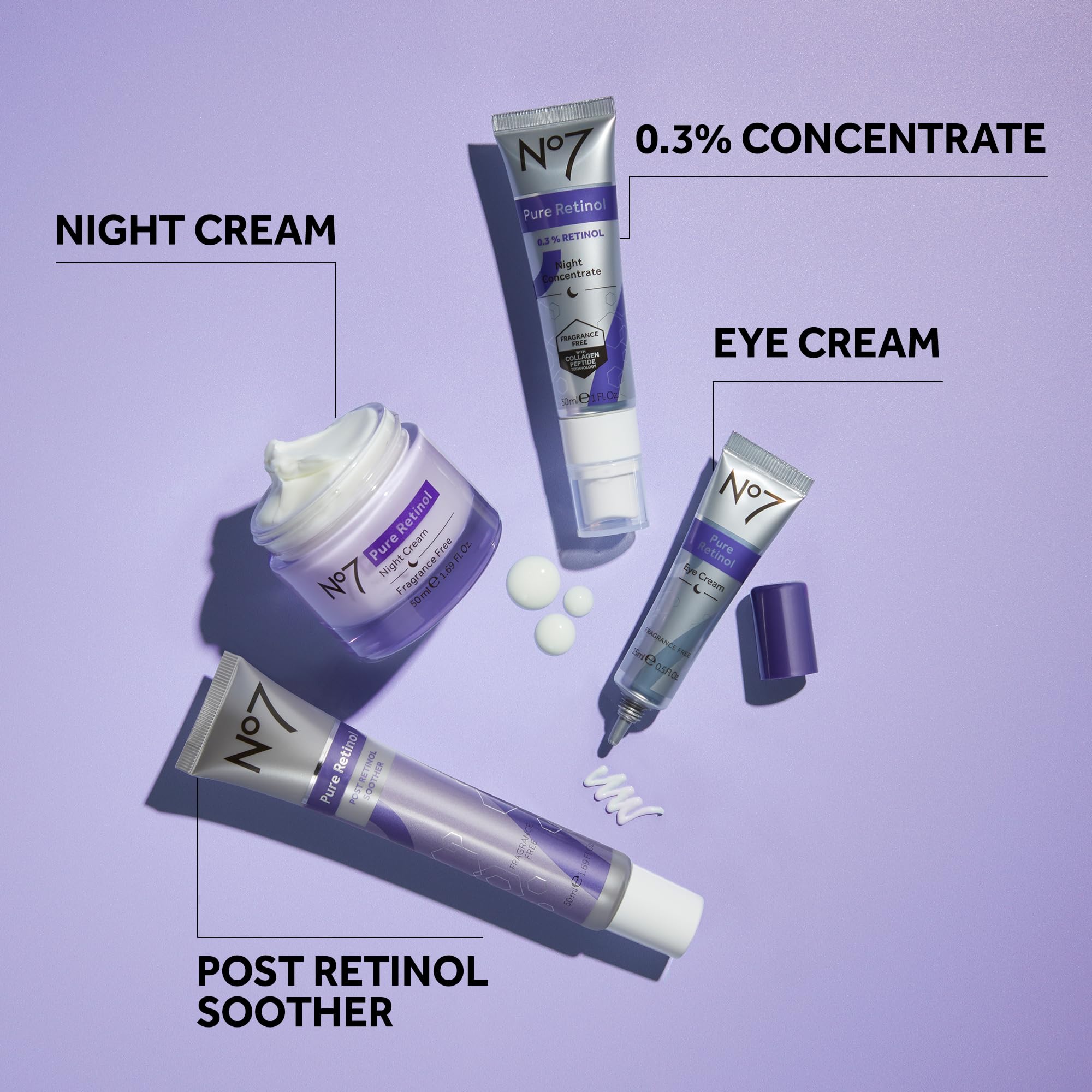 No7 Advanced Retinol 0.3% Night Concentrate slow-release glow on skin.