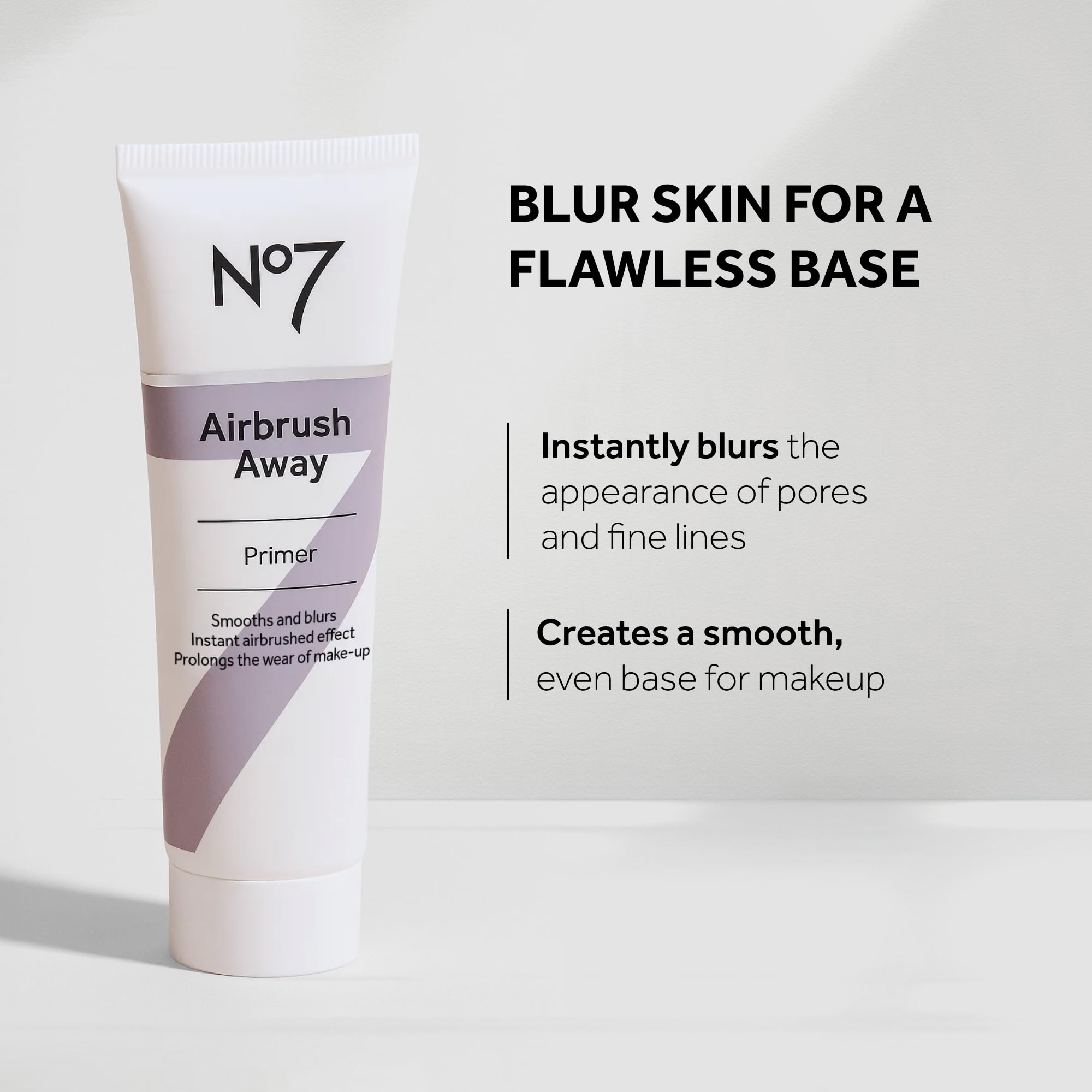 No7 Airbrush Away Primer packaging display highlighting easy daily base prep.