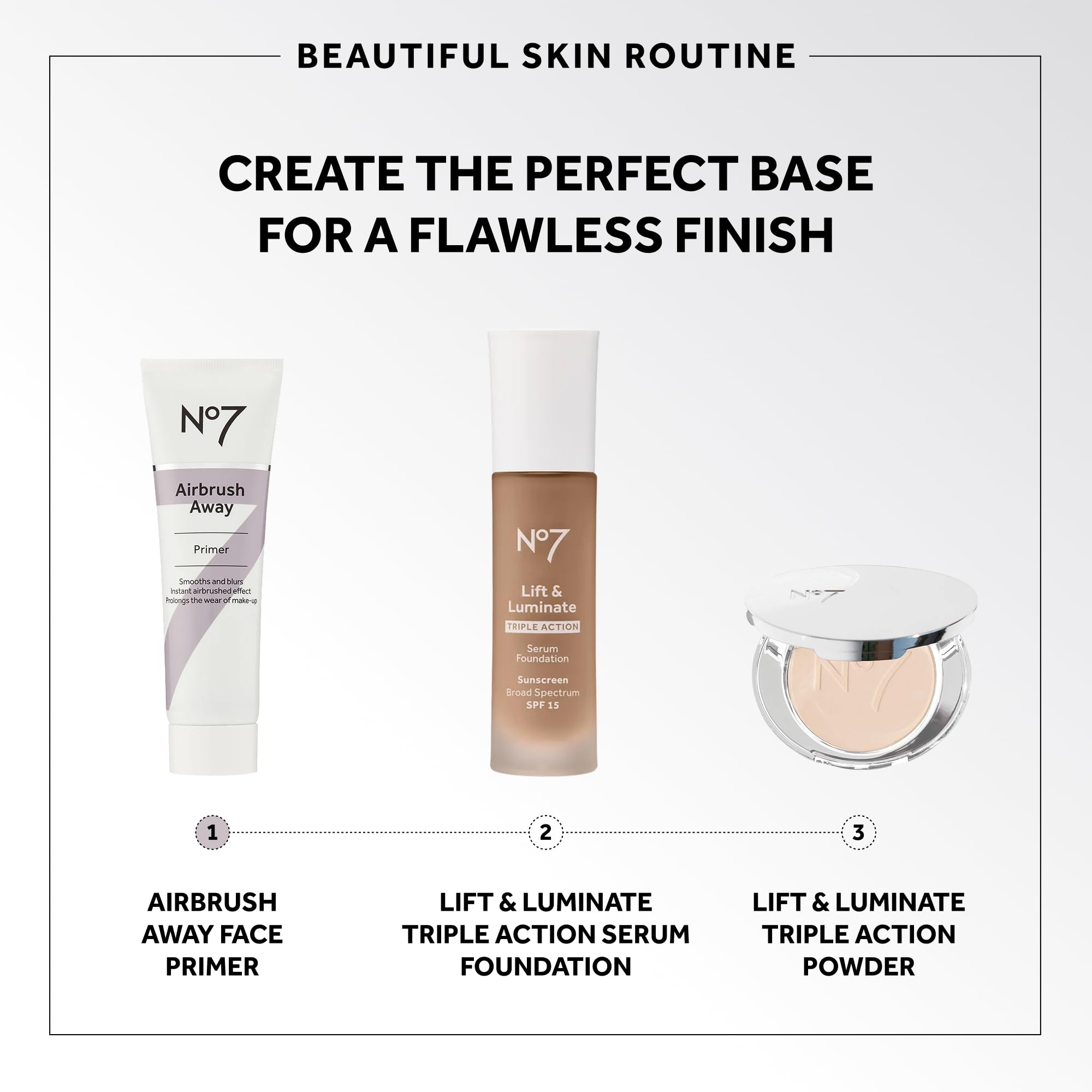 No7 Airbrush Away Primer swatches on arm demonstrate even coverage.