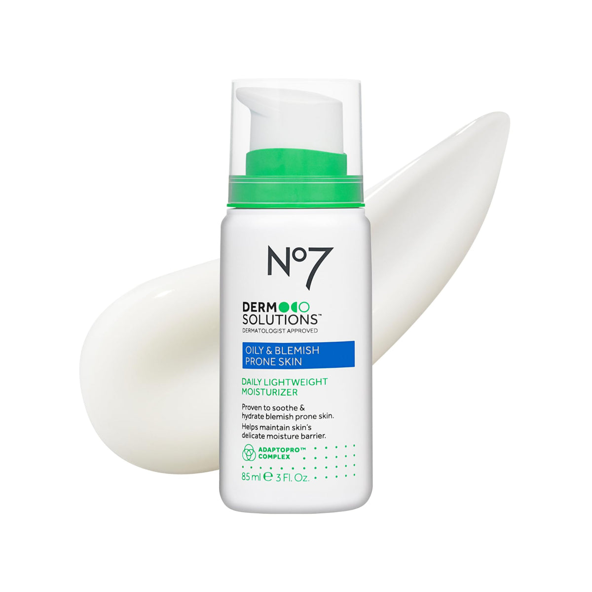 No7 Derm Solutions Daily Face Moisturizer bottle, lightweight hydration for oily skin.