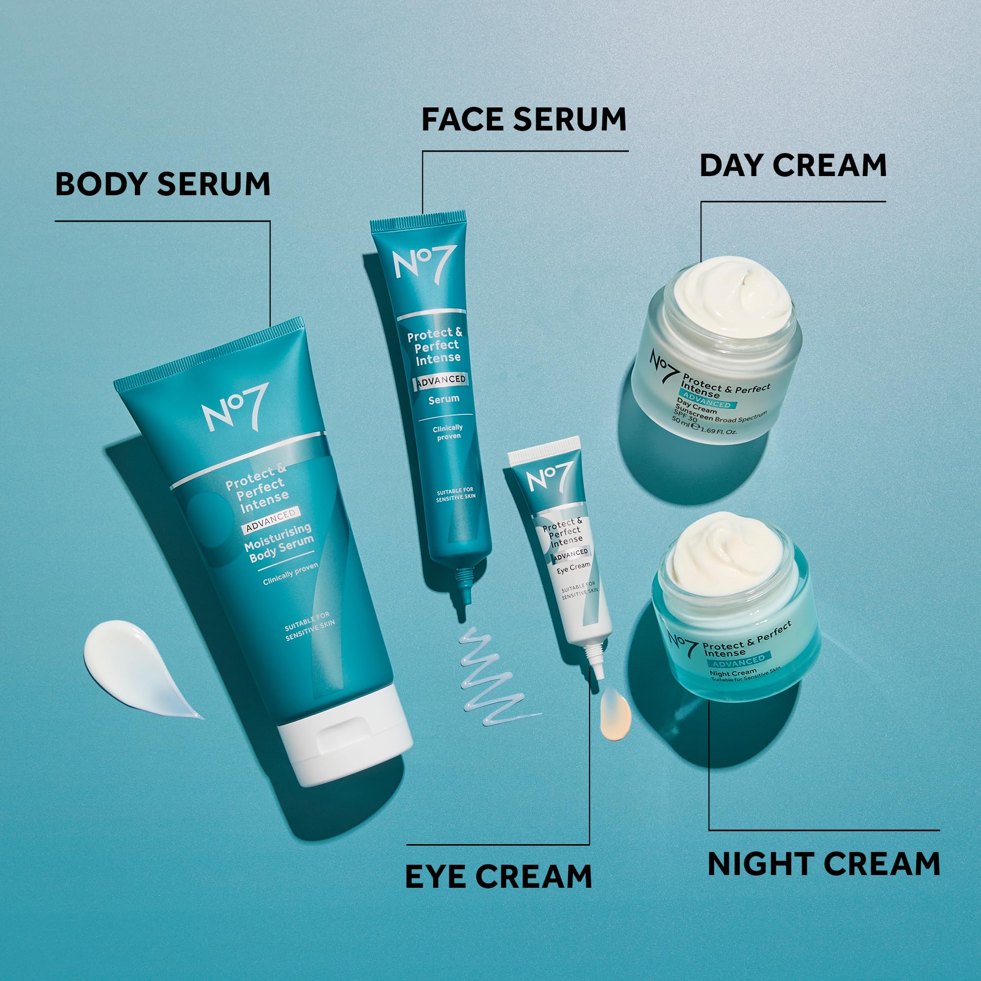 No7 fragrance-free formula shown as suitable for sensitive skin.