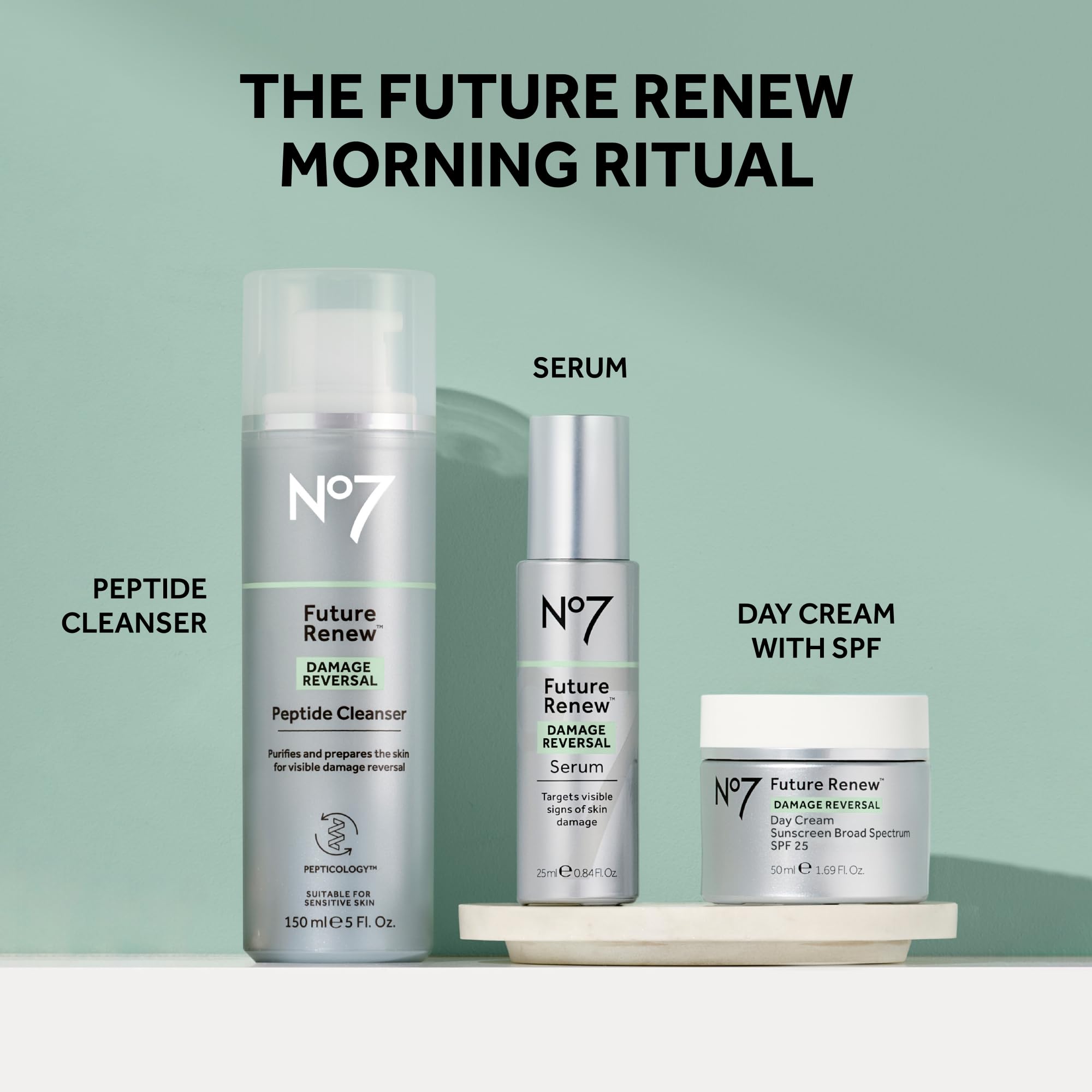 No7 Future Renew outer packaging on display communicates trusted heritage.