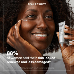 No7 Future Renew Eye Serum texture swatch showing light, non-greasy feel for delicate eye area.