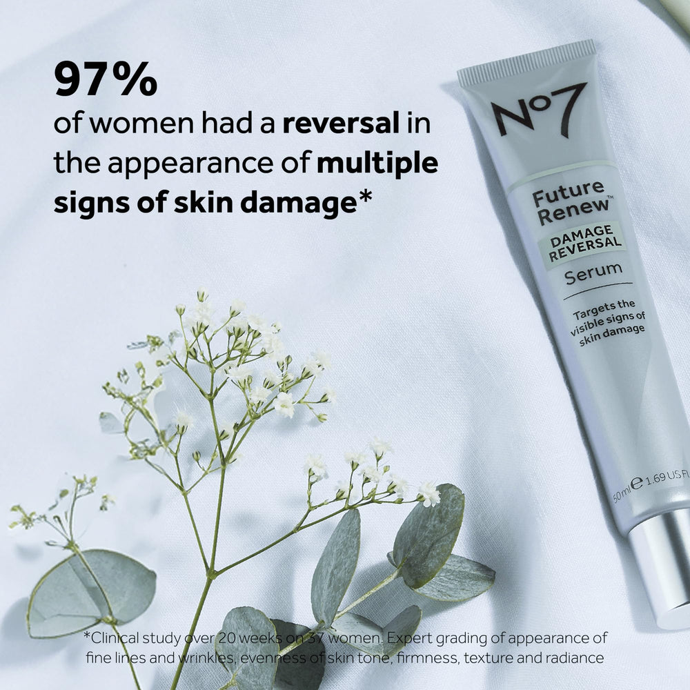 No7 Future Renew serum applied in morning for fresh, hydrated skin.
