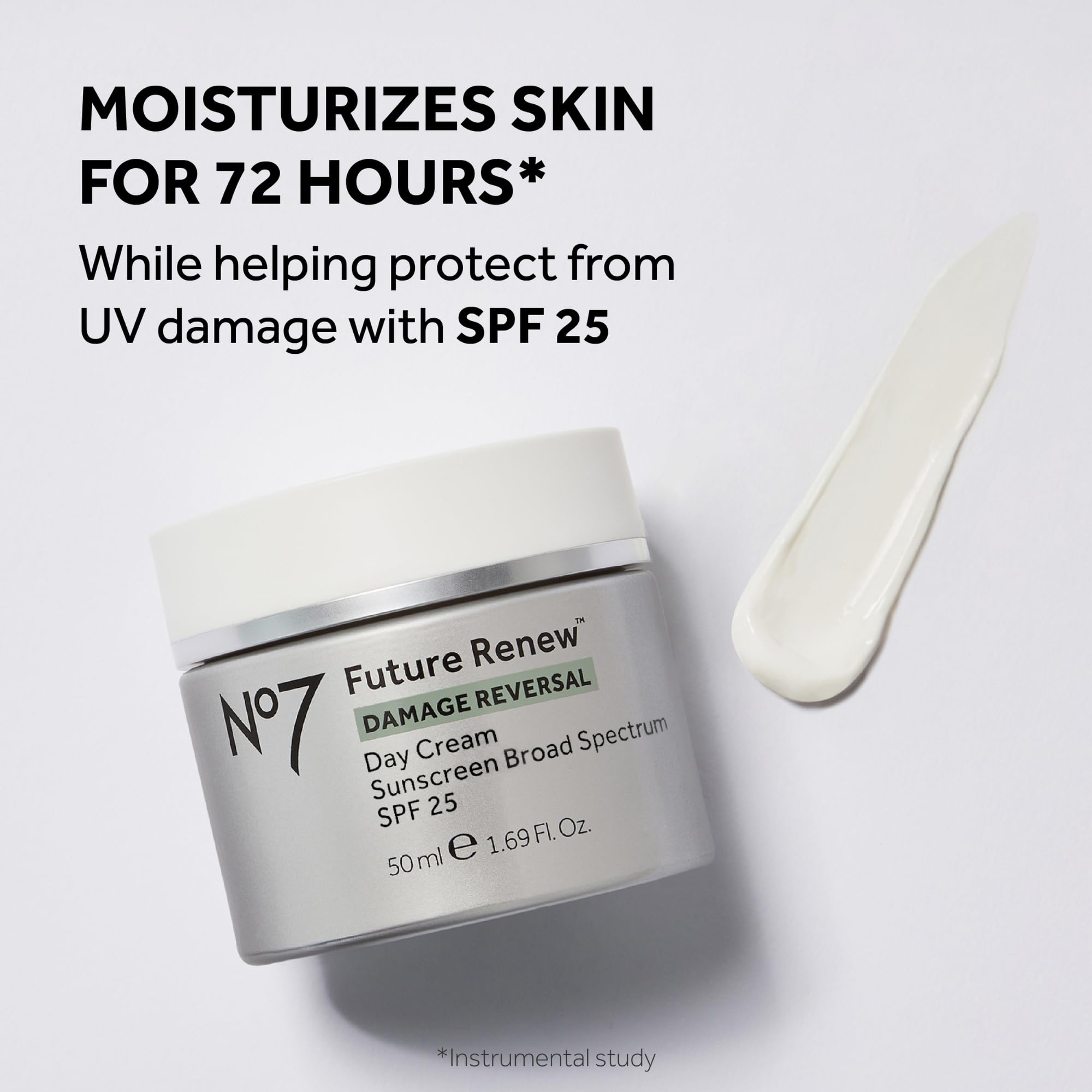 No7 Future Renew SPF25 packaging highlights daytime UV protection.