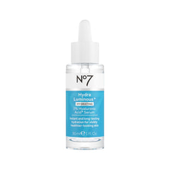 No7 HydraLuminous bottle with pump showing long-lasting hydration delivery
