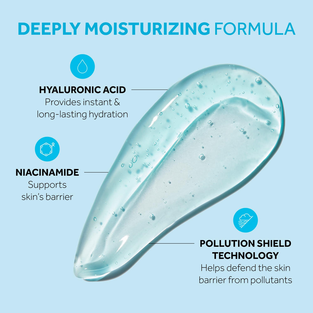 No7 HydraLuminous+ ingredients visual emphasizes hyaluronic acid and niacinamide benefits.
