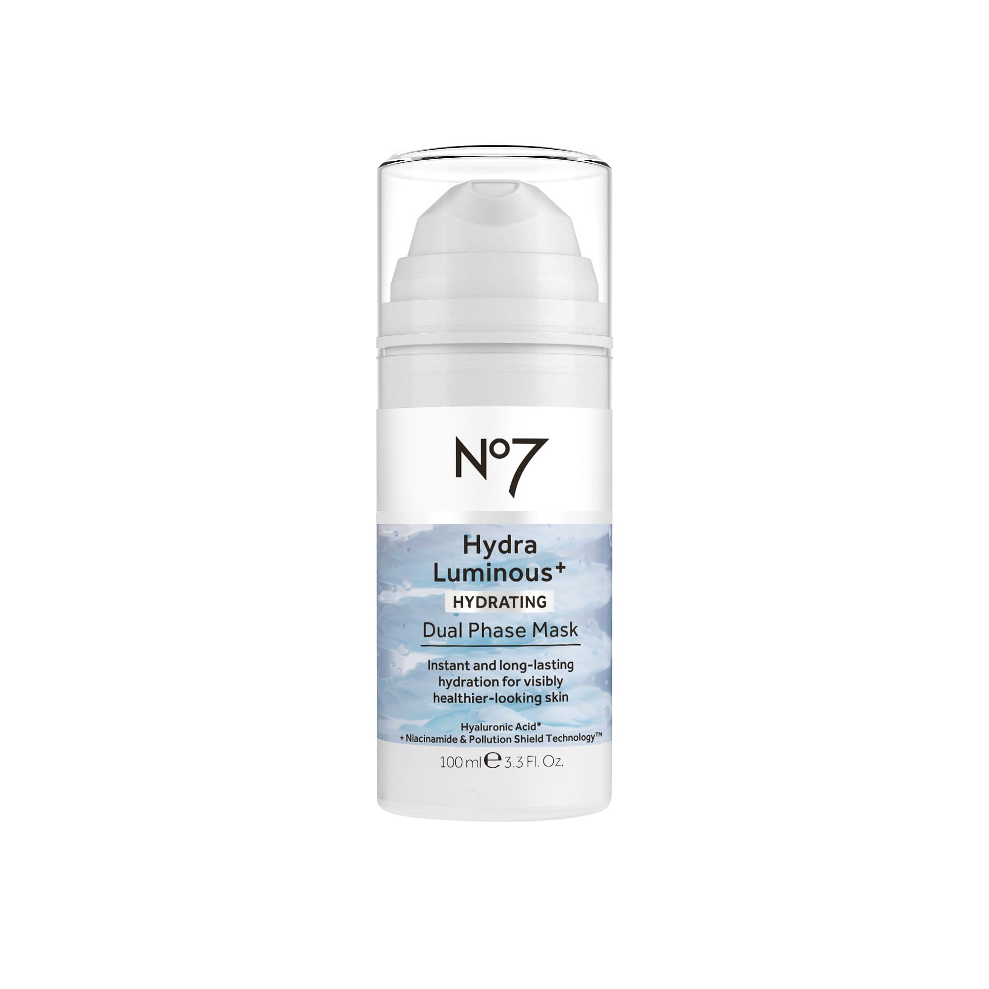 No7 HydraLuminous+ mask jar close-up showing rich hydration for nourished skin