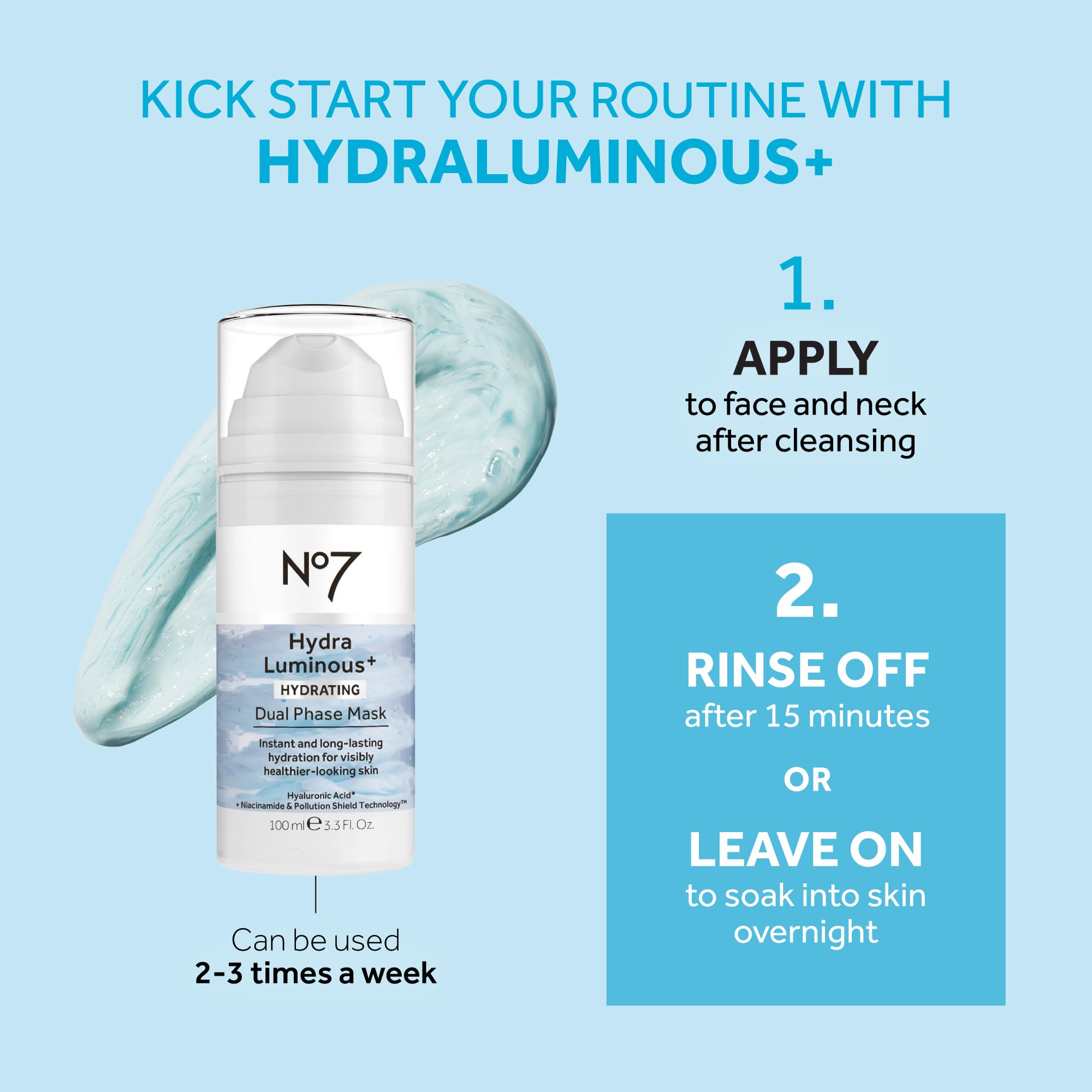 No7 HydraLuminous+ night routine scene suggests overnight hydration for morning refresh