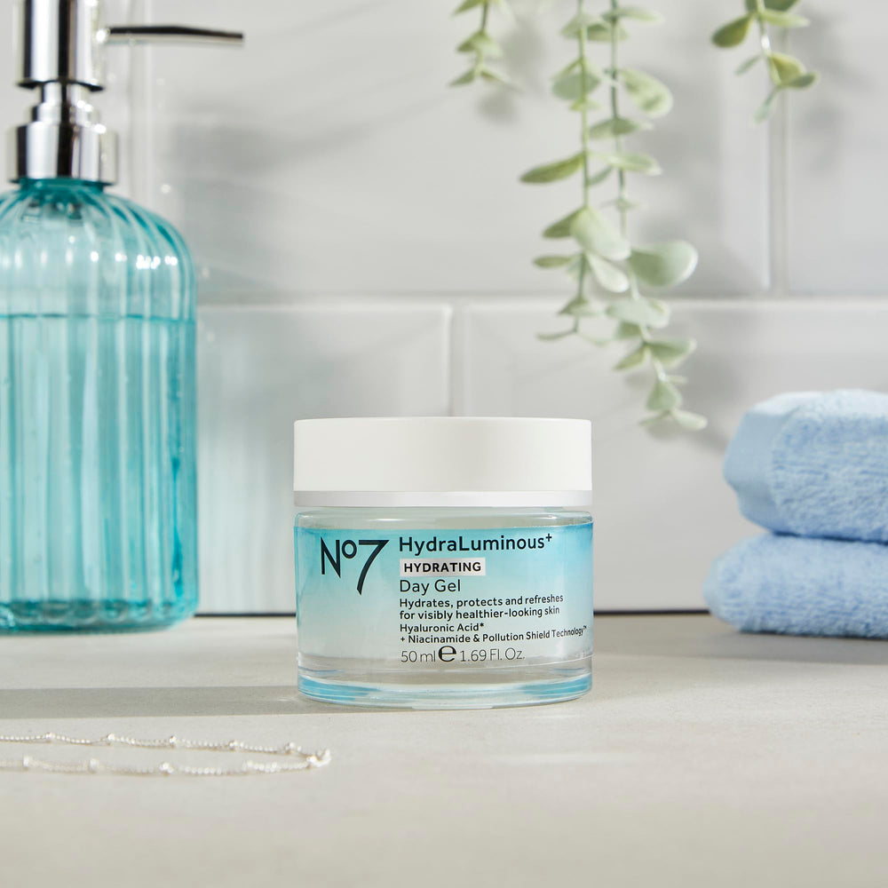 Morning application of No7 HydraLuminous+ leaves skin refreshed and hydrated.