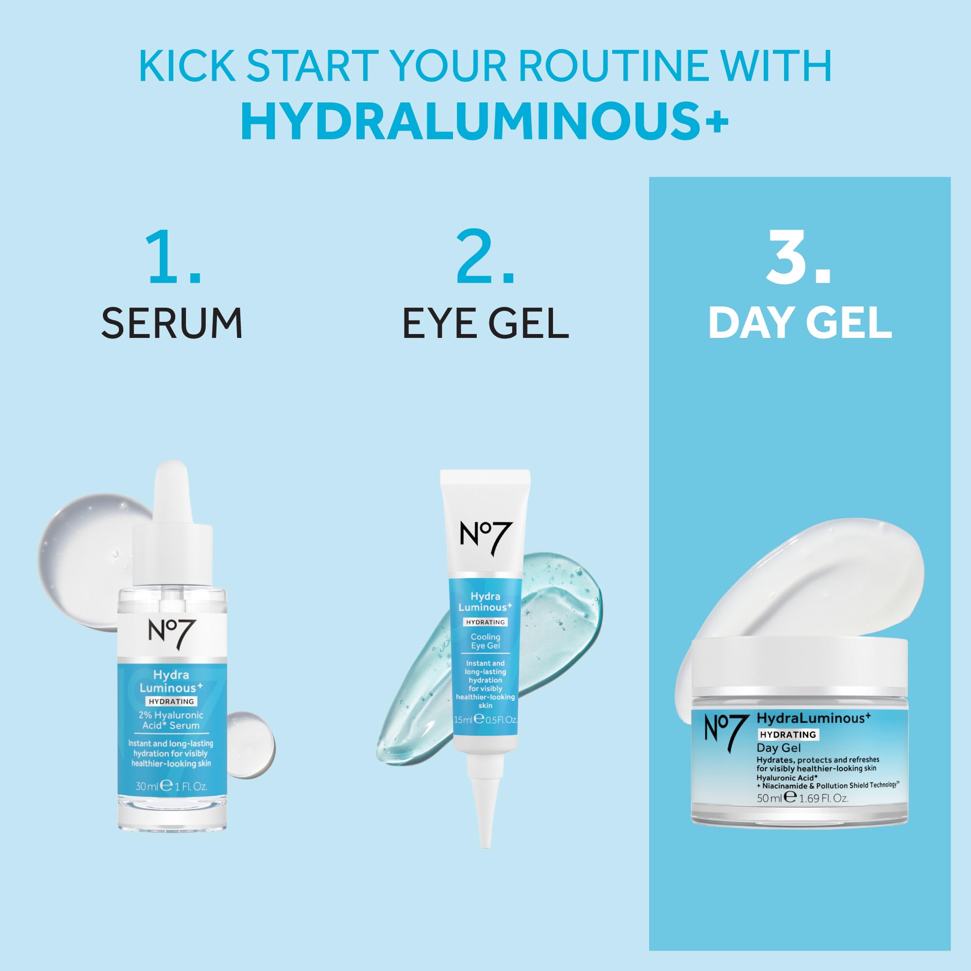 No7 HydraLuminous+ Pollution Shield protects skin from pollutants.