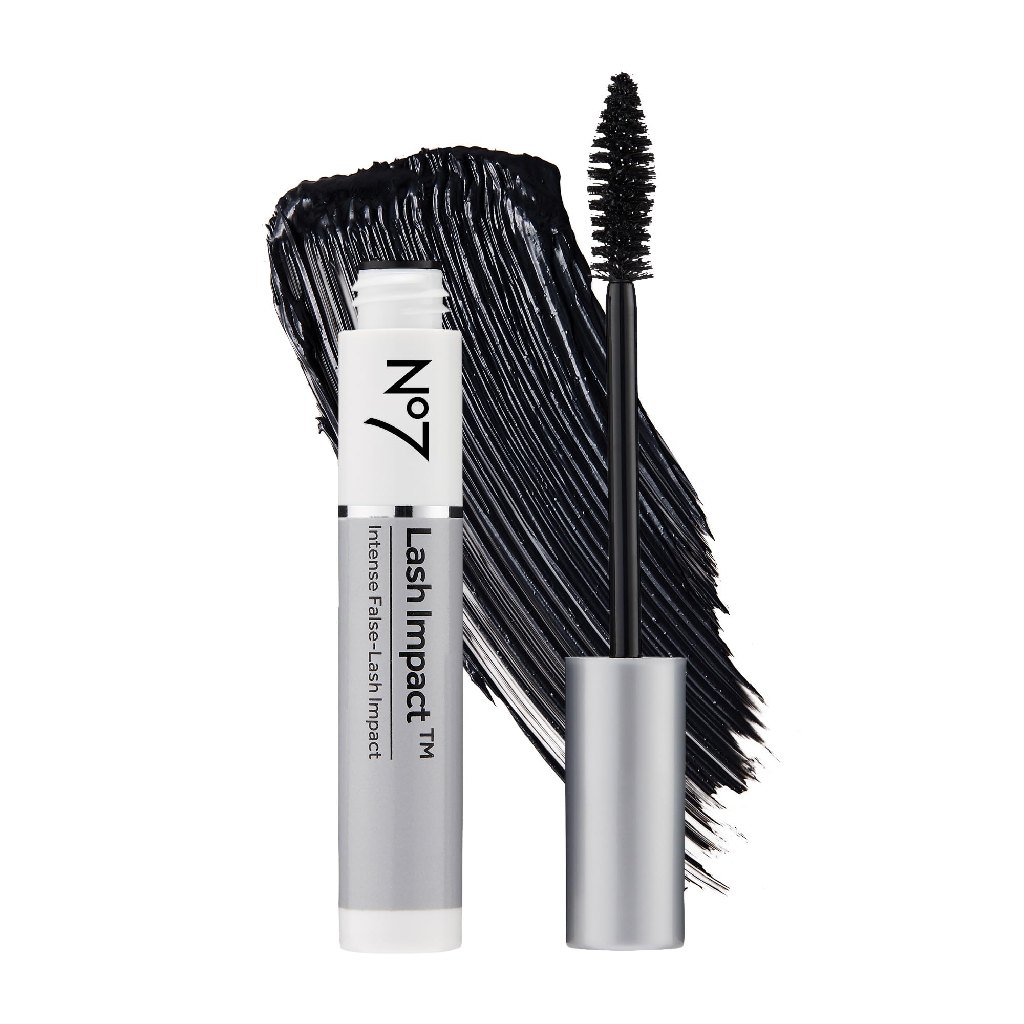 No7 Lash Impact Mascara brush-application delivering bold volume and definition