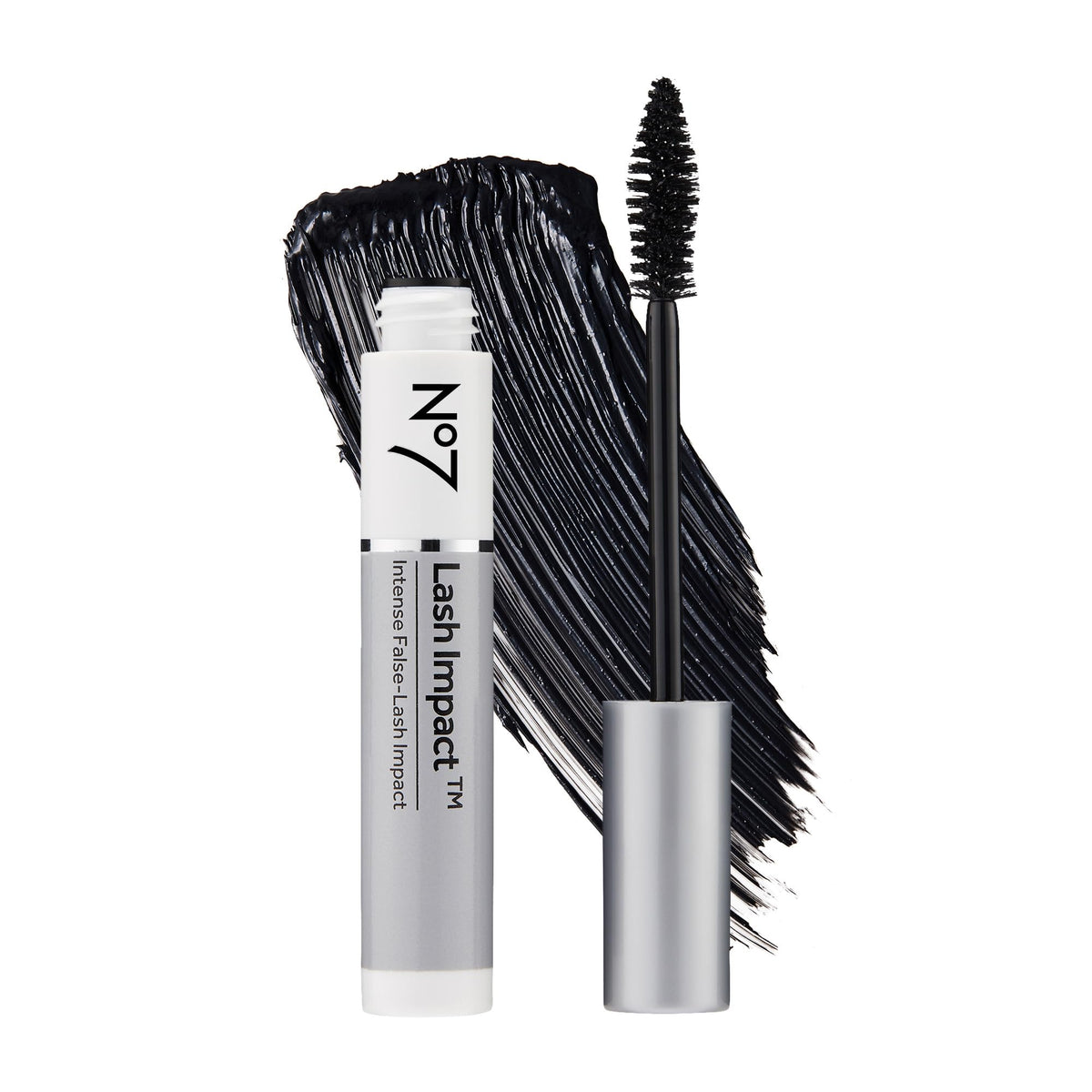 No7 Lash Impact Mascara brush-application delivering bold volume and definition