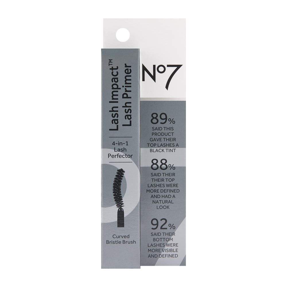 Bottom lashes enhanced with No7 Lash Impact Primer for more visibility.