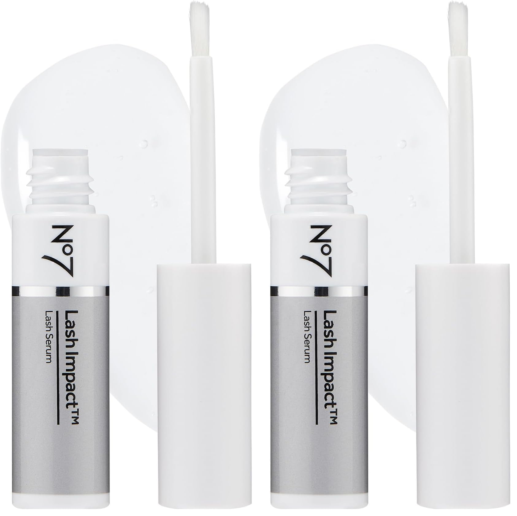 No7 Lash Impact Serum bottle close-up for lash and brow care