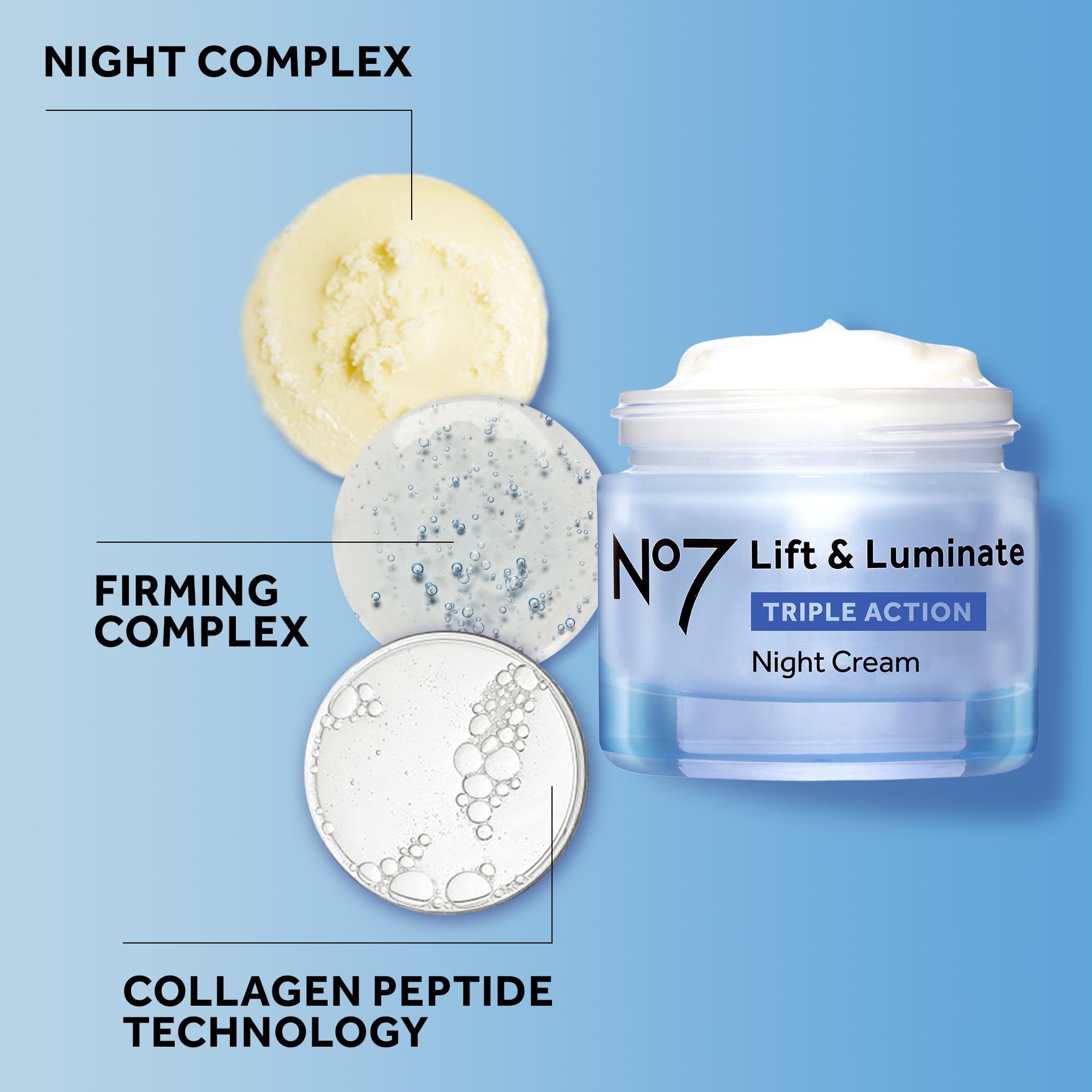 No7 Lift and Luminate neck cream swatch for firming on delicate skin.