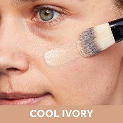 No7 Lift & Luminate foundation swirl texture demonstrates optical blurring for smoother skin.