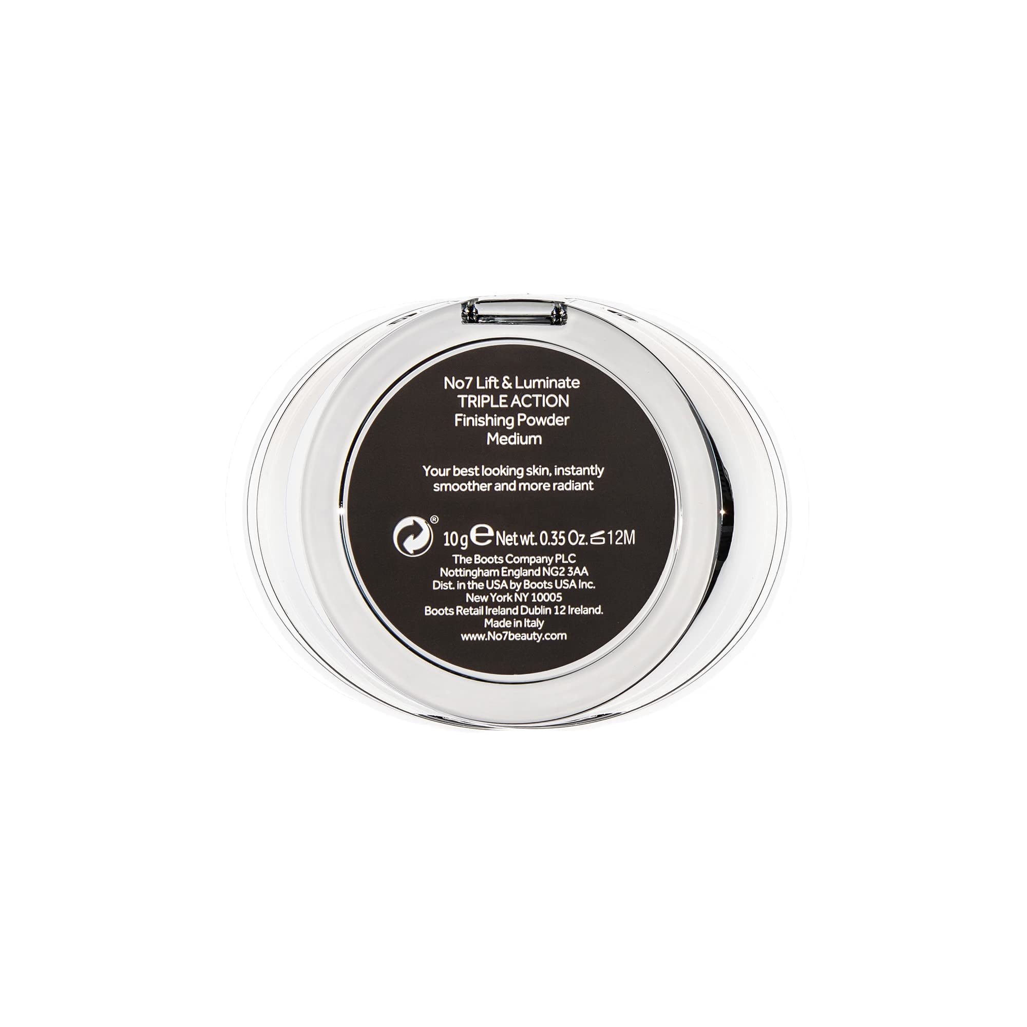 No7 Lift & Luminate compact lid detail for precise, easy on-the-go touch-ups.