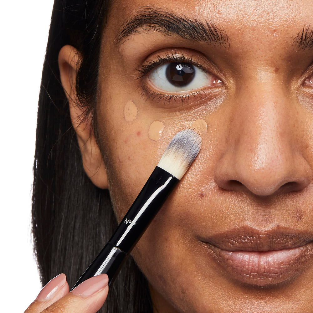 No7 Lift & Luminate close-up texture highlights buildable coverage and glowing finish.