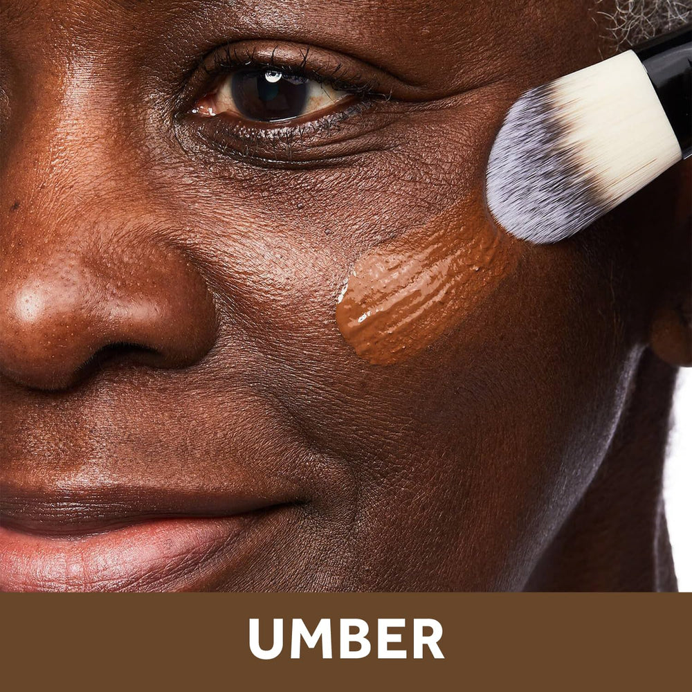 No7 Lift & Luminate foundation swirls on skin for smooth texture.