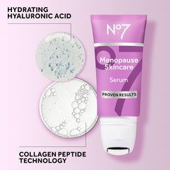 No7 packaging box showcasing menopause skincare commitment.