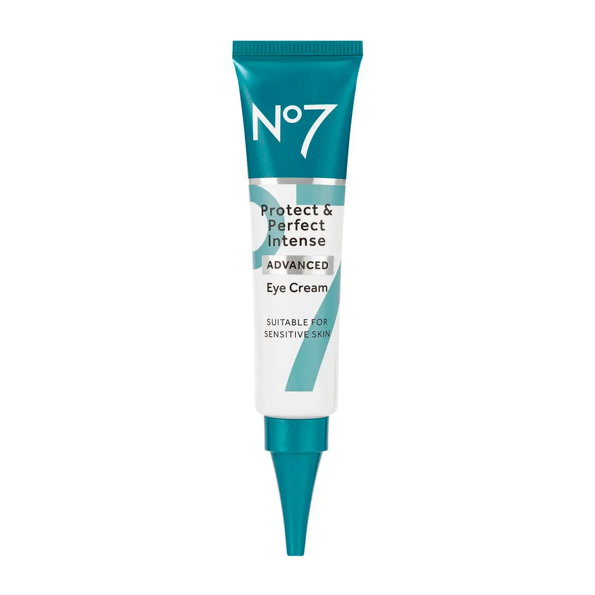 No7 Protect & Perfect Eye Cream bottle closeup showing silky hydration for under-eye skin