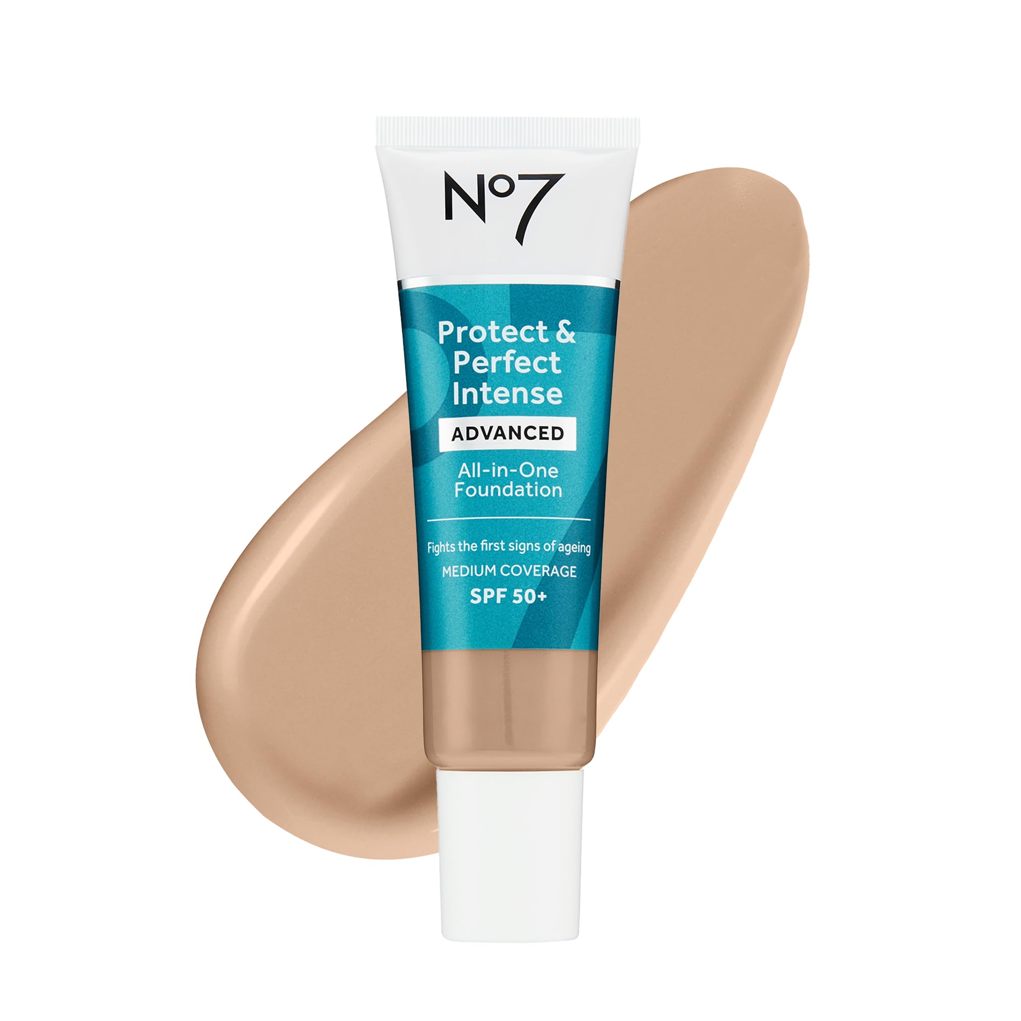 No7 Protect & Perfect foundation bottle close-up in Cool Ivory for an even base.
