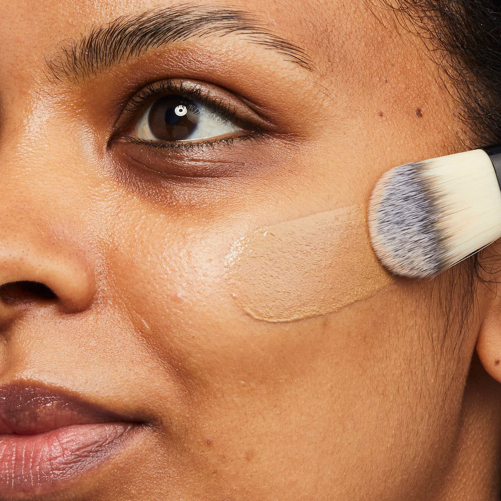 No7 foundation being applied on cheek for natural finish