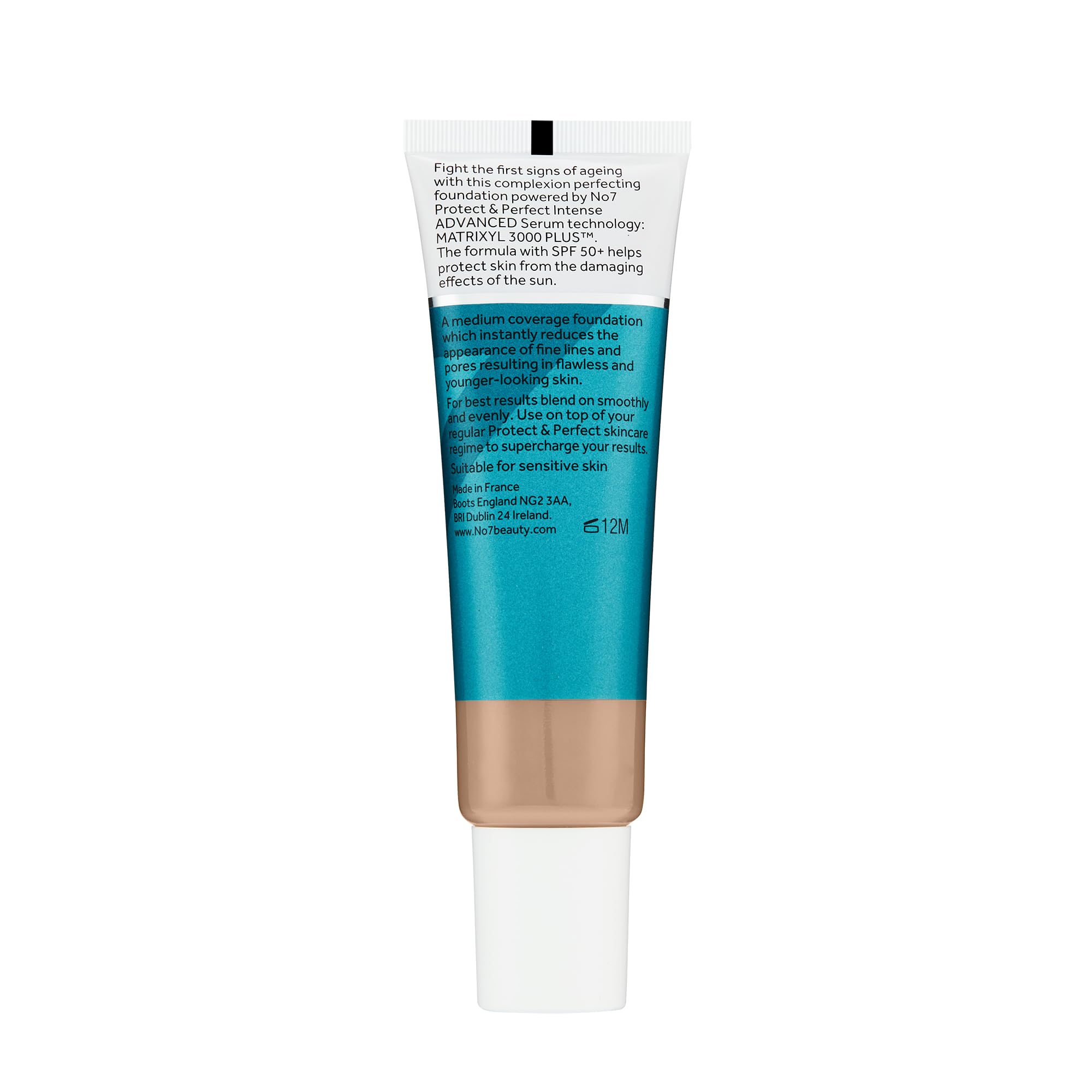 The finish blurs pores with a dewy yet natural look.