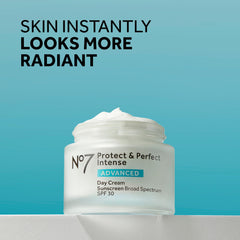 No7 Protect & Perfect Intense Advanced Face Cream texture close-up highlights creamy formula and moisture