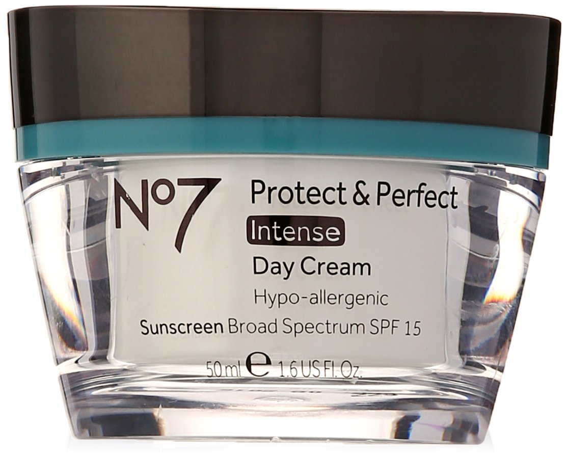 No7 Protect & Perfect Intense Day Cream SPF15 bottle showing daily anti-aging protection