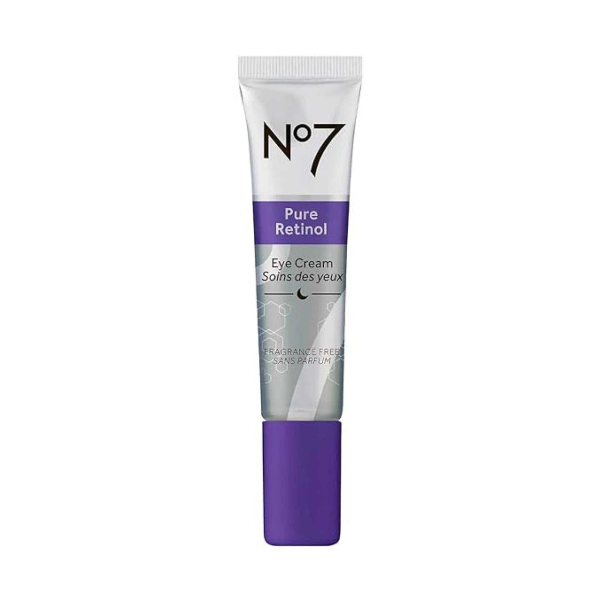 No7 Pure Retinol Eye Cream applied around the eye area for hydration.
