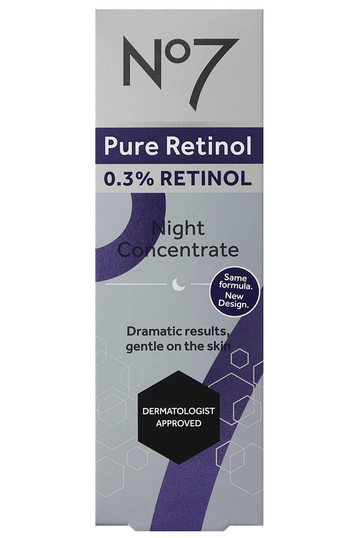 No7 Pure Retinol Night Concentrate dropper for precise nightly application.