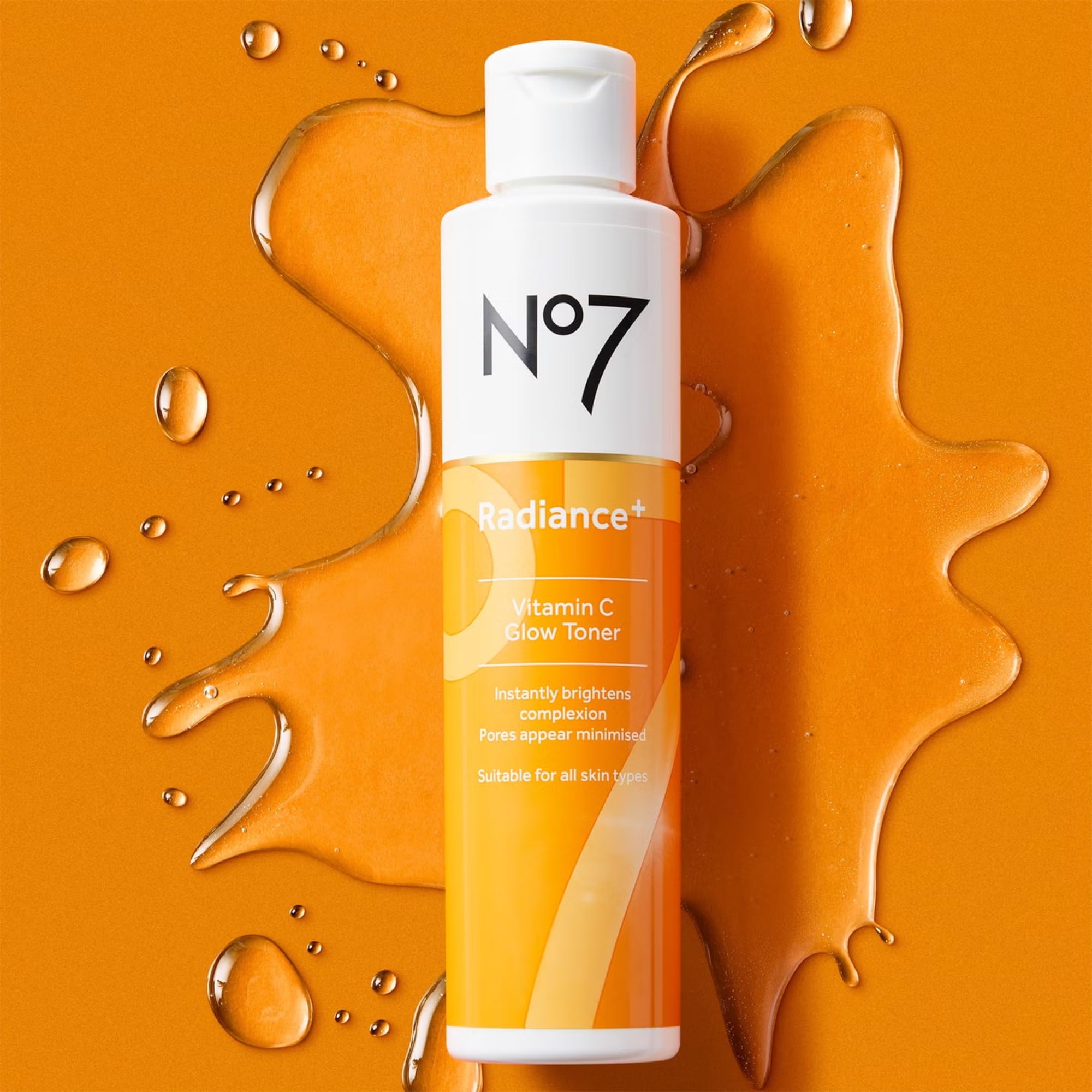 No7 Radiance+ Toner on a cotton pad for at-home toning and prep.
