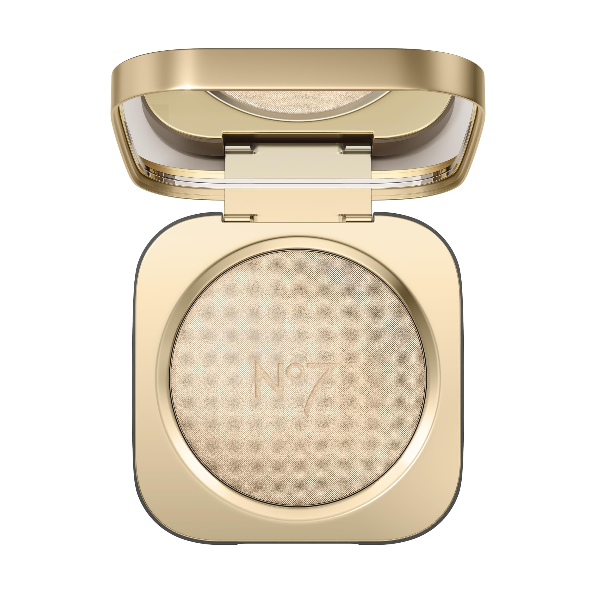 No7 Radiant Glow Powder Highlighter packaging highlights compact, travel-friendly design.