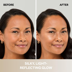 No7 Radiant Glow Powder Highlighter swatches on cheek for natural dewy radiance.