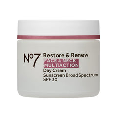 No7 Restore & Renew cream bottle front showing premium packaging and firming action