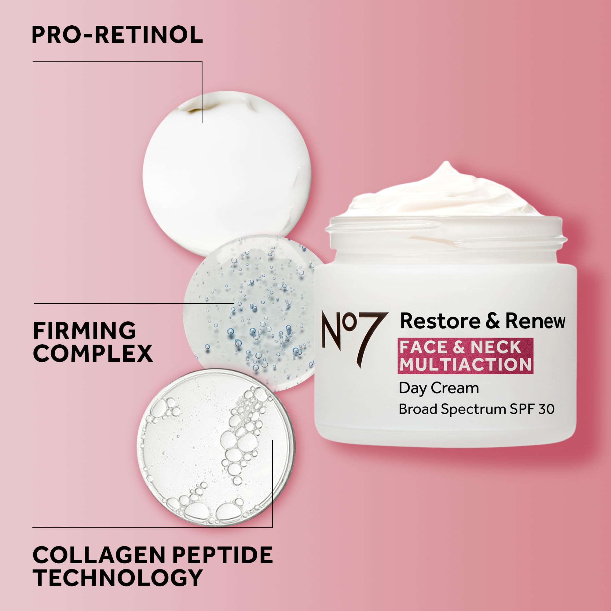 No7 Restore & Renew neck area application close-up