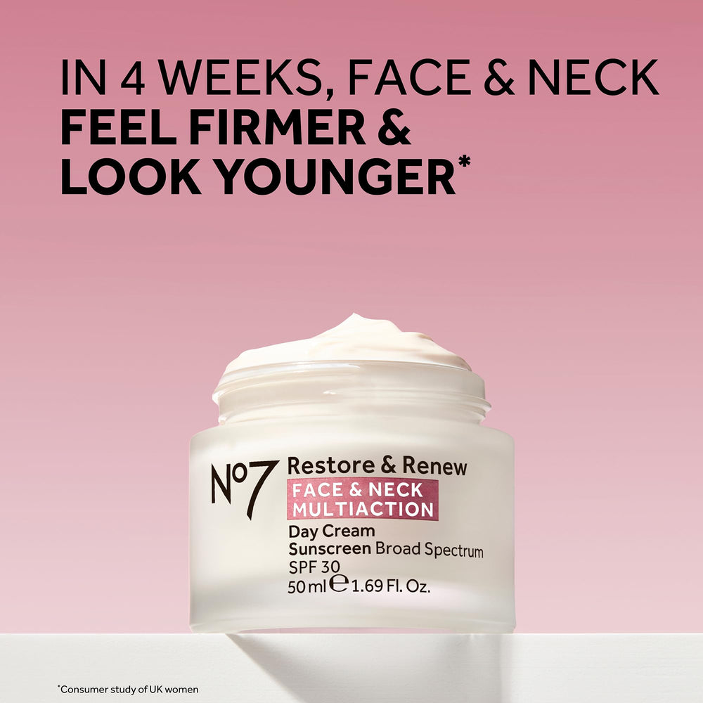 No7 Restore and Renew Neck Serum supports the neckline with targeted hydration.