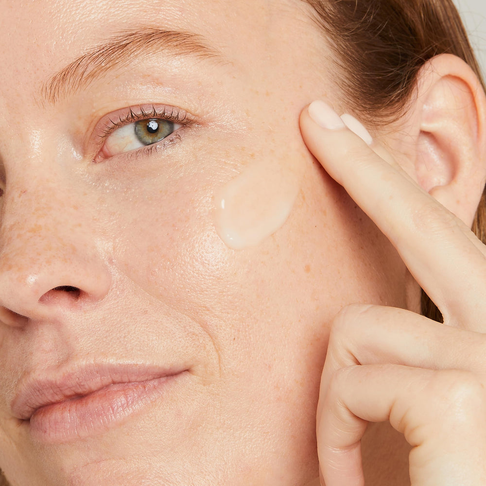 No7 Restore and Renew neck application closeup highlighting gentle firming for the neckline.