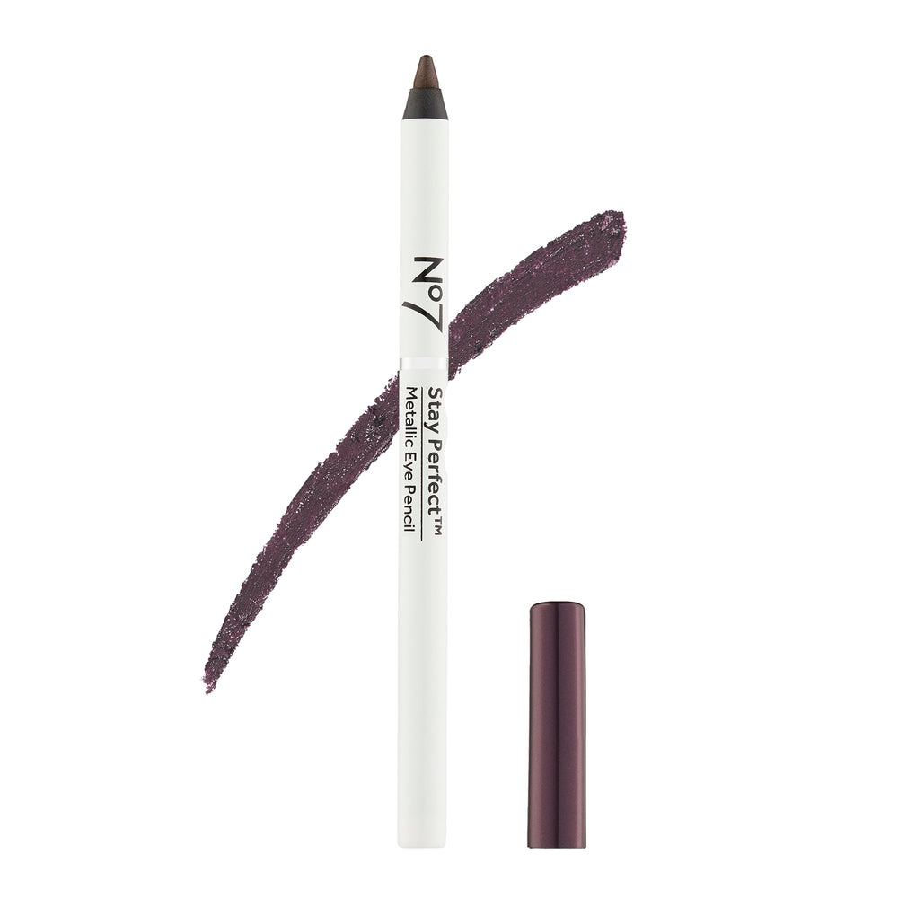 No7 Stay Perfect Eye Pencil purple with precision tip for defined lines.
